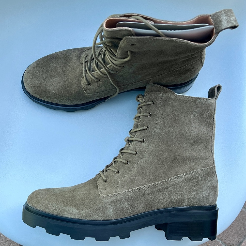 New Madewell The Shelton Lugsole Lace-Up Boots in Oiled Suede
